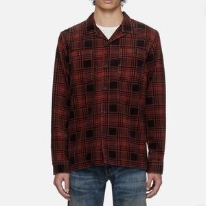 Ralph Lauren Men’s Red Plaid Cotton Corduroy Monterey Camp Shirt